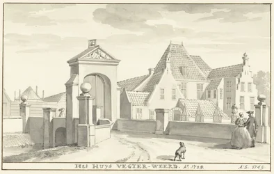 El havezathe Vechterweerd cerca de Zwolle en 1729 Het HUYS VEGTER-WEERD Ao 1729 (título sobre objeto)
