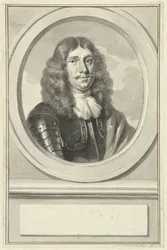 Retrato de Cornelis Evertsen con armadura, en óvalo, a la derecha