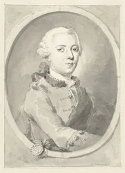Retrato de Guillermo V, Príncipe de Orange-Nassau, a la derecha, en óvalo