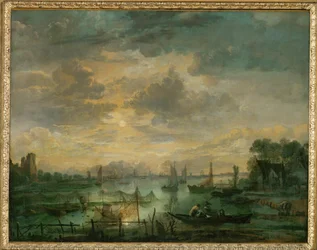 Pesca a la luz de la luna (óleo sobre lienzo)