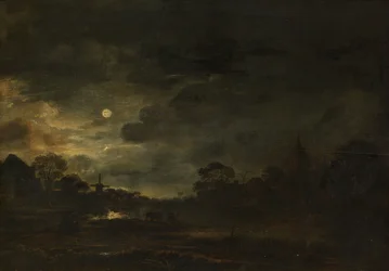 Paisaje a la luz de la luna