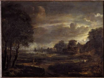 Paisaje a la luz de la luna