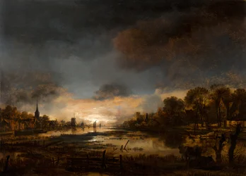 Paisaje fluvial al atardecer