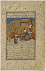 Amir Khusraw presenta un libro de poesía a Ala"uddin Khalji, 1503-04