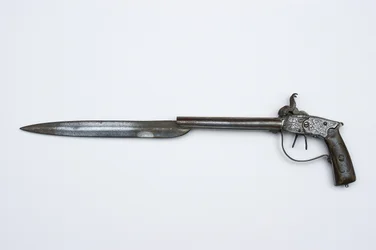 Pistola de percusión de doble cañón, c.1840 (acero, latón y cuerno)