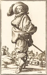 Hombre noble con plastrón de piel