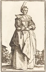Mujer noble con un sombrero pequeño