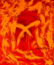 Rojo 1, 2014 (técnica mixta con óleo sobre lienzo)