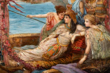 La huida de Antonio y Cleopatra de la batalla de Accio, hacia 1897