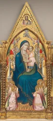 Madonna y Niño en el Trono con Doce Ángeles, y con Cristo Bendiciendo (panel central)