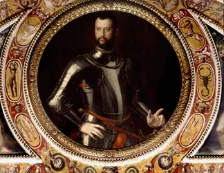 Retrato de Juan de Médicis llamado Juan de las Bandas Negras (Giovanni dalle Bande Nere) (1498-1526) por Bronzino (1503-1572) - Pintura conservada en el Palazzo Vecchio, Florencia