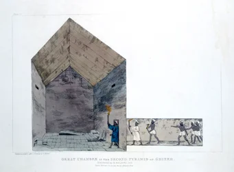 Gran cámara en la Segunda Pirámide de Guiza, Egipto, 1820
