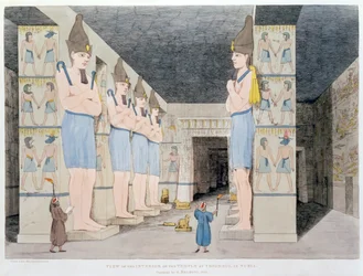 El interior del templo en Ybsombul en Nubia