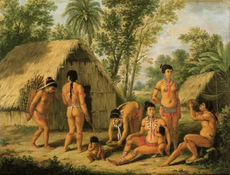 Una familia de caribes en la isla de San Vicente