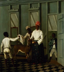 Sirvientes lavando un ciervo (óleo sobre lienzo)