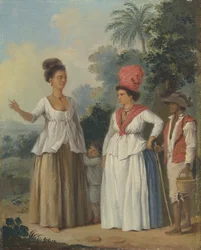 Mujeres de color de las Indias Occidentales, con un niño y un sirviente negro