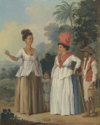 Mujeres de color de las Indias Occidentales, con un niño y un sirviente negro