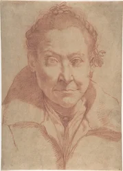 Retrato de busto de una mujer (anverso); estudio de busto de una joven (reverso)