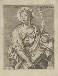 Catalina de Alejandría S. Catarina (título sobre objeto)