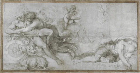 Céfalo llevado por Aurora en su carro Boceto para un fresco en la Galería del Palazzo Farnese, Roma, c. 1599
