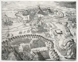 La posición y el campamento de los ejércitos de Carlos V y Solimán II