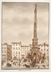 El obelisco de la Piazza Navona, 1833