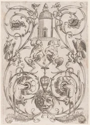 Ornamento Grotesco con Sátiros, de un conjunto de veinte paneles ornamentales