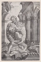 Hércules estrangulando al león de Nemea, 1528