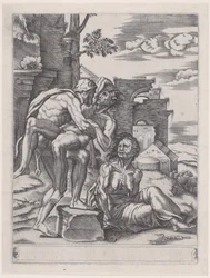 Hércules y Anteo, fechado en 1533