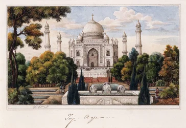 El Taj Mahal desde el jardín, c.1840
