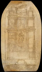 Dibujo de un Retablo de la Virgen de la Rosa