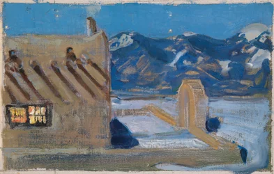 Casa de Taos a la luz de la luna