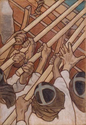 La defensa del Sampo, boceto para los frescos de la cúpula del Pabellón de Finlandia en París