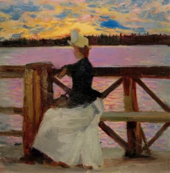 Marie Gallén en el puente Kuhmoniemi
