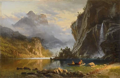 Indios pescando con lanza