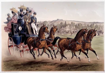 Carruaje de correos, el regreso de las carreras. Impresión de Albert Adam siglo XIX. París, Museo Carnavalet