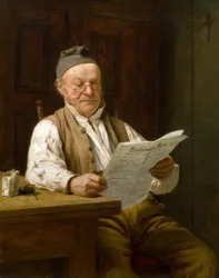 Agricultor bernés leyendo el periódico