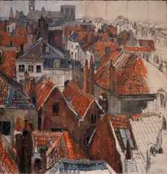 Los tejados de Gante (versión inacabada), c.1920-22 (óleo sobre lienzo)