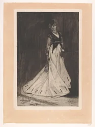 Mujer de pie con guantes y sombrero pequeño. Manette Salomon (título original)