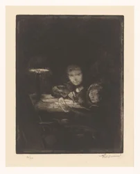 Dibujo de niños en el crepúsculo