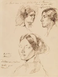 Tres cabezas retrato de mujer