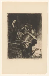 Mujer en cama de niño