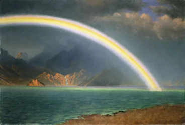 Arco iris sobre el lago Jenny, Wyoming