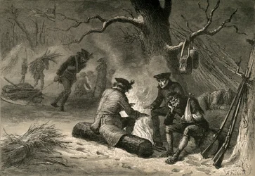 Las tropas americanas en Valley Forge, 1877