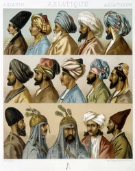 Peinados masculinos asiáticos - en "El traje histórico" de Racinet, finales del siglo XIX