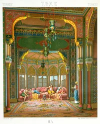 Harén en Turquía - en “Le costume historique” de Racinet