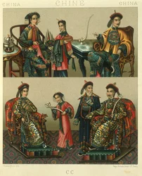 Ilustración de la familia imperial de Chin; China