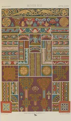 Edad Media, lámina 40 de Ornamento Policromado: Cien Láminas en Oro, Plata y Colores, 1873