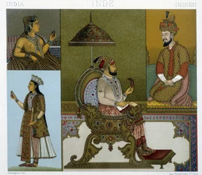 Trajes mongoles, grabado de Racinet