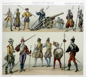 Guerreros en el siglo XVI - en “El traje histórico” de Racinet